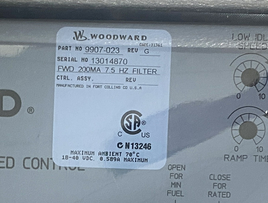 Woodward 9907-023 کنترل سرعت حرکت جلو 4 ¥ 20 mA یا 1 ¥ 5 Vdc 2301A -40 تا + 158 ° F