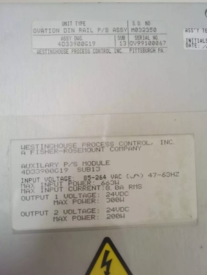 4D33900G19 Westinghouse Ovation منبع برق کمکی 663W حداکثر قدرت ورودی