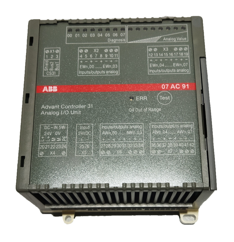 07AC91 GJR5252300R0101 ABB AC31 ماژول I/O آنالوگ 8AC 24VDC AC U/I 12bit+Sign